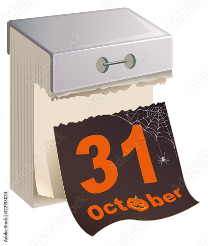 October 31 Halloween. Black Sheet tear off calendar