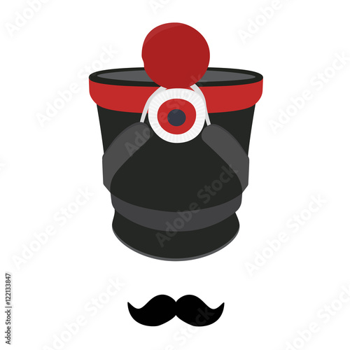 Shako hat and mustache