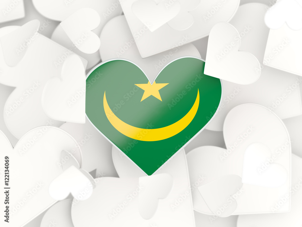 Flag of mauritania, heart shaped stickers Flag of mauritania, heart shaped stickers