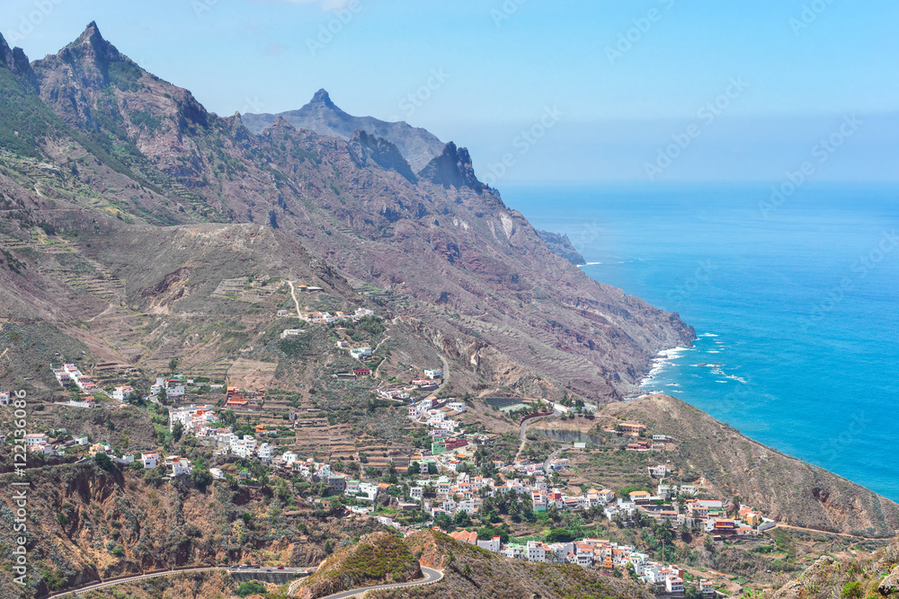 Cliffs of Anaga mountains around Taganana village, Tenerife island, Spain
