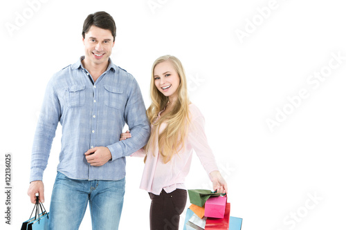 Wallpaper Mural Couple with shopping bags. Torontodigital.ca