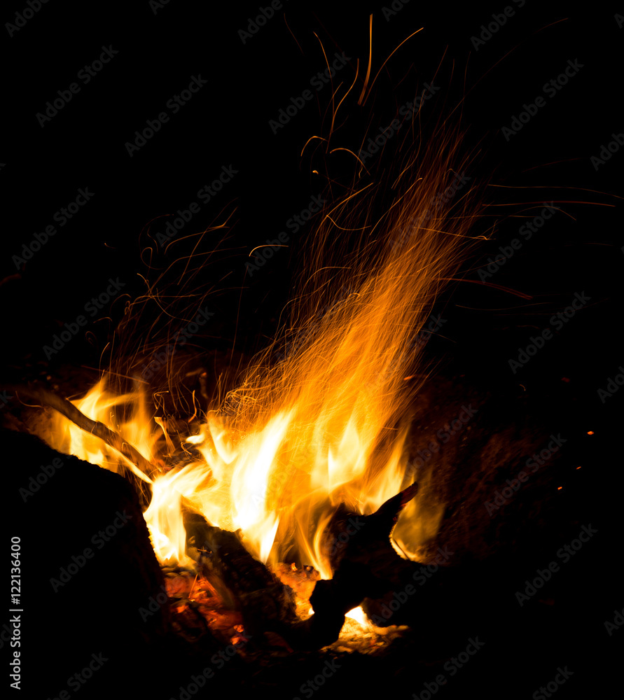 fire with sparks on a black background fire with sparks on a black background