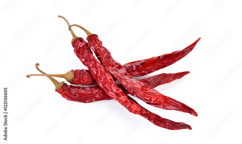 dried red chili pepper on white background dried red chili pepper on white background