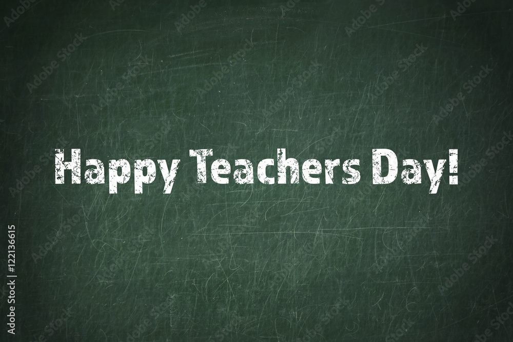 Fototapeta premium Teachers day concept. Text on chalkboard