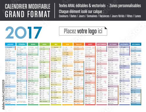 Calendrier 2017 modifiable - Grand format