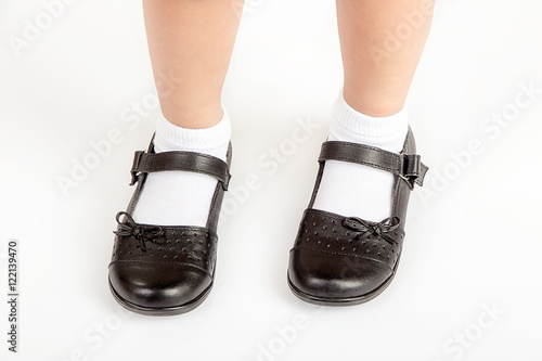 Young School Girl Student Wearing Black Shoes and White Socks