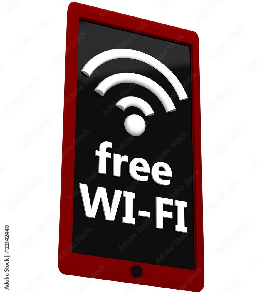 3D Wi-fi sign on a tablet screen 3D Wi-fi sign on a tablet screen