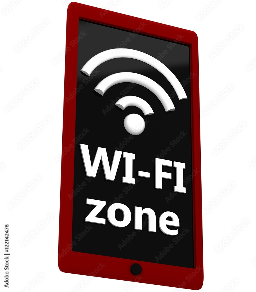 3D Wi-fi sign on a tablet screen 3D Wi-fi sign on a tablet screen