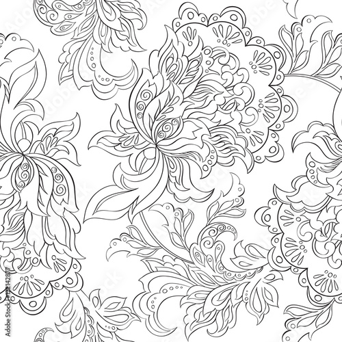 folkloric flowers seamless pattern. ethnic floral vector ornament