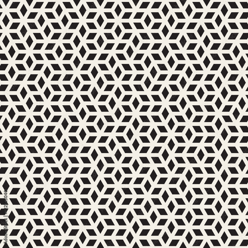 Vector Seamless Black and White Irregular Rhombus Grid Pattern Vector Seamless Black and White Irregular Rhombus Grid Pattern
