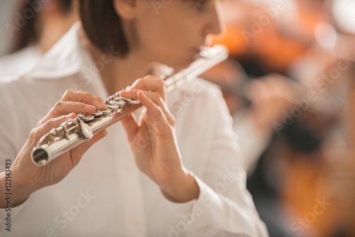 Professional flute player performing