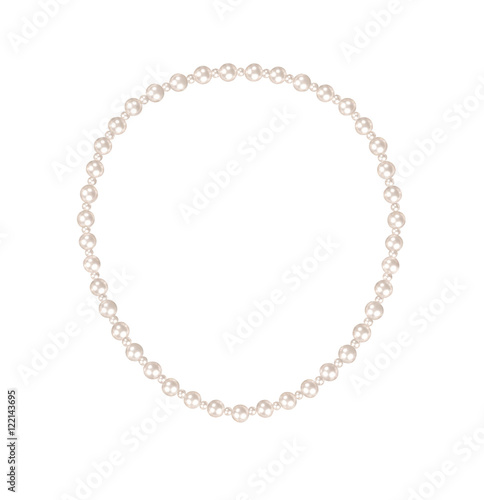 Pearl necklace on white - easy to select 