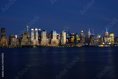 View of the Manhattan skyline in New York City seen from Edgewater, New Jersey