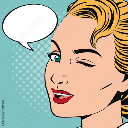 Woman cartoon with bubble icon. Pop art comic and retro theme. Colorful design. Vector illustration