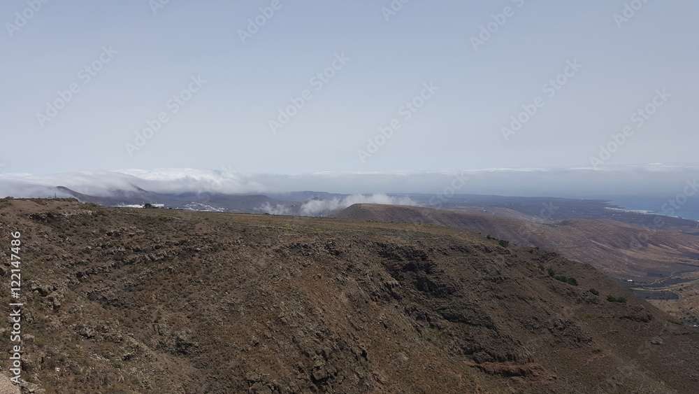 Beautiful panorama overview over the Canary Island of Lanzarote