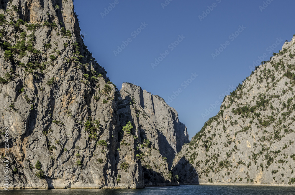 Sahinkaya Canyon is one of the most beautiful canyons in Altinkaya Dam reservoir, Samsun, Turkey. Sahinkaya Canyon is one of the most beautiful canyons in Altinkaya Dam reservoir, Samsun, Turkey.