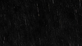 Falling raindrops footage animation in slow motion on black background, black and white luminance matte, rain animation with start and end, perfect for film, digital composition, projection mapping
