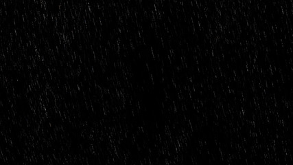 Falling raindrops footage animation in realtime on black background, black and white luminance matte, rain animation with start and end, perfect for film, digital composition, projection mapping