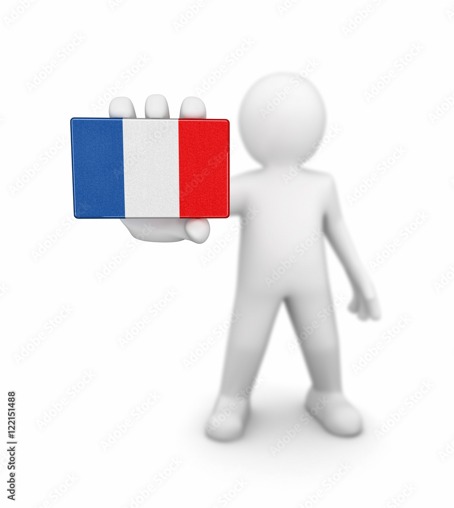 Man and French flag. Image with clipping path Man and French flag. Image with clipping path