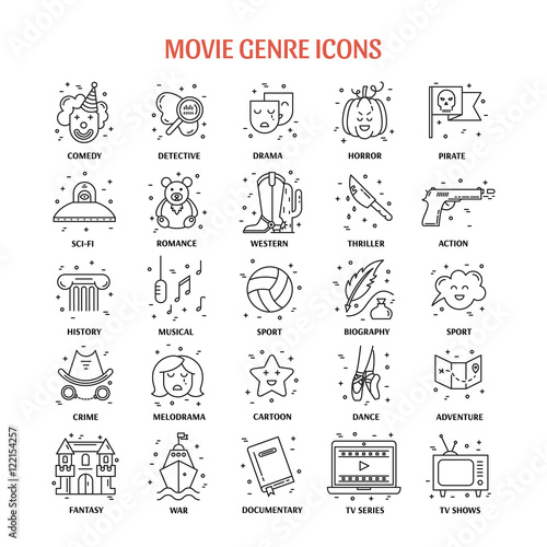 Film genre icon set