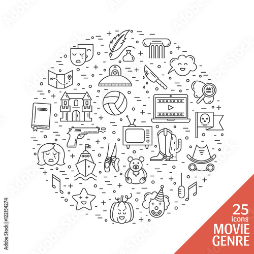 Film genre icon set