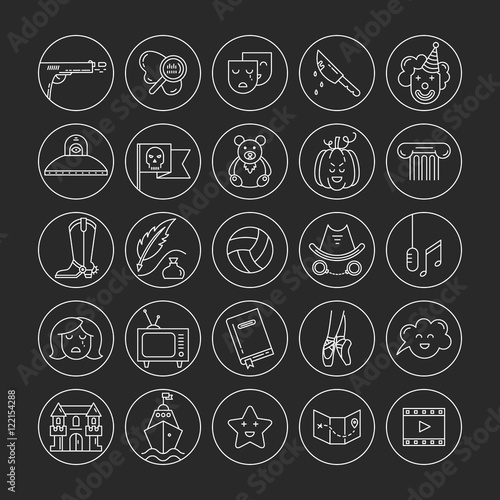 Film genre icon set