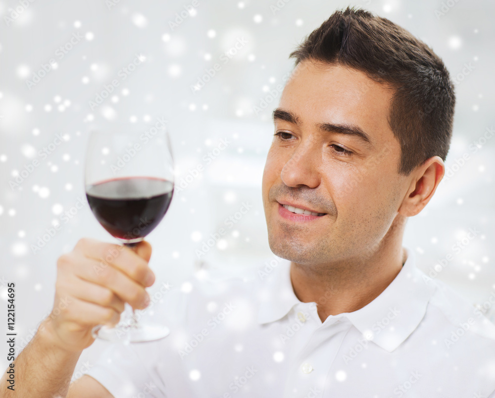 happy man drinking red wine from glass happy man drinking red wine from glass