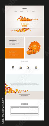 Creative Autumn theme website template design vector


