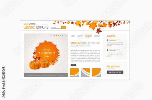 Creative Autumn theme website template design vector

