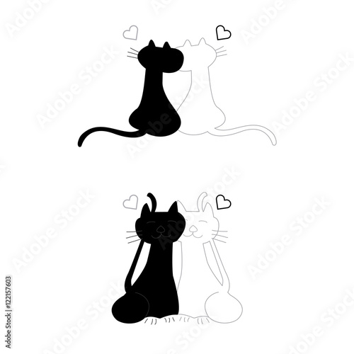 Pair of black and white cats vector