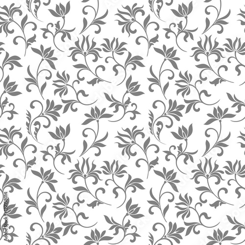 Elegant seamless pattern with floral tracery on a white background for decorations of wallpaper, textile
