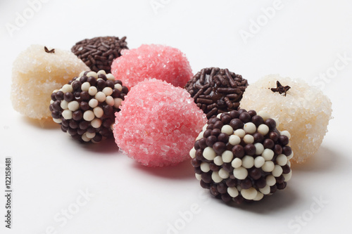 Traditional brazilian sweet - brigadeiro - isolated on white background.