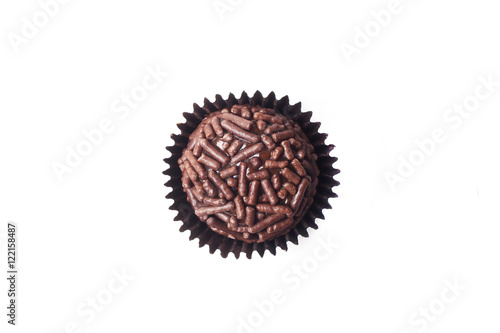 Traditional brazilian sweet - brigadeiro - isolated on white background.