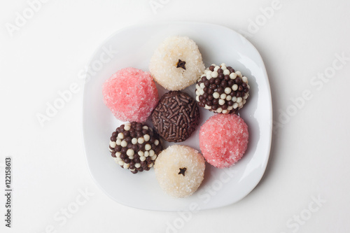 Traditional brazilian sweet - brigadeiro - isolated on white background.