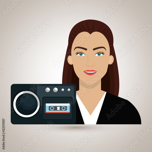 woman voice recorder news vector illustration eps 10