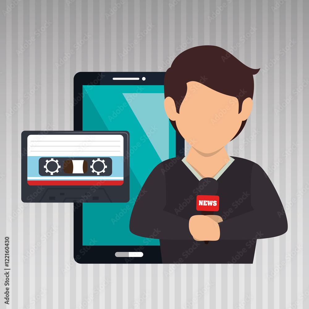 man news cassette radio vector illustration eps 10 man news cassette radio vector illustration eps 10
