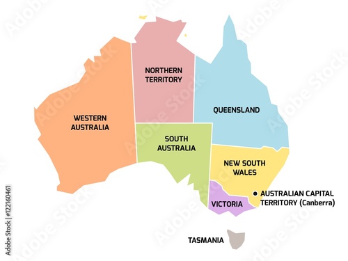 Australia map with states and territories