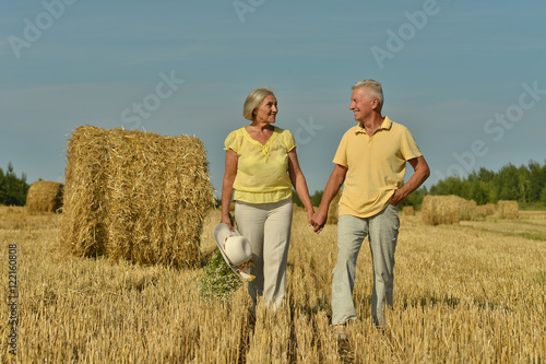 happy senior couple in summer
