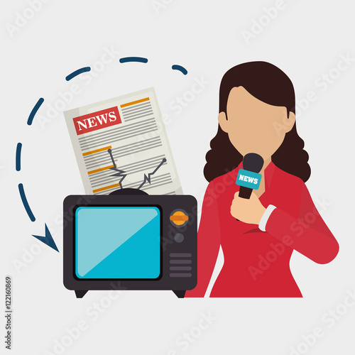 woman tv reportage news vector illustration eps 10
