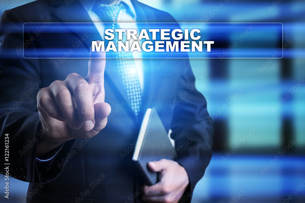 Businessman is pressing button on touch screen interface and selecting Businessman is pressing button on touch screen interface and selecting