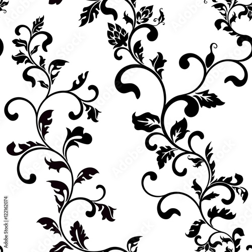 Seamless vector pattern: fantastic flowers on a white background