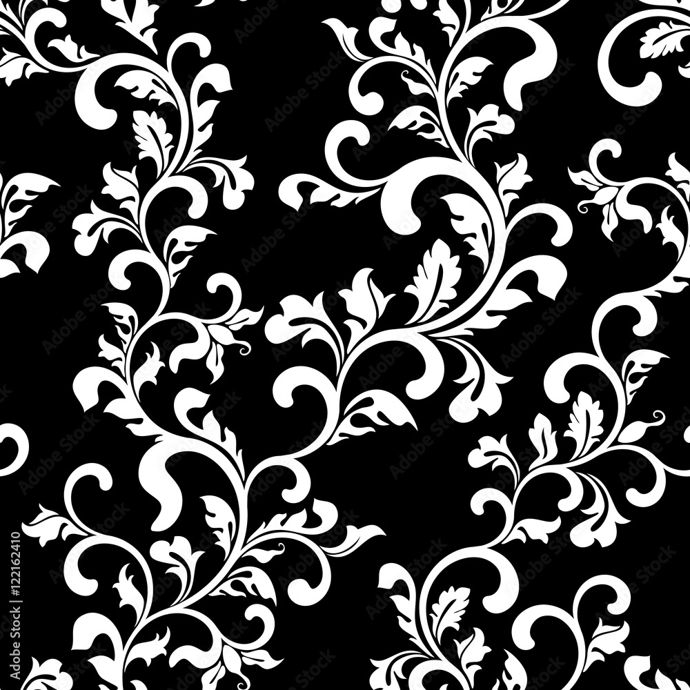 Seamless vector pattern: fantastic flowers on a black background Seamless vector pattern: fantastic flowers on a black background