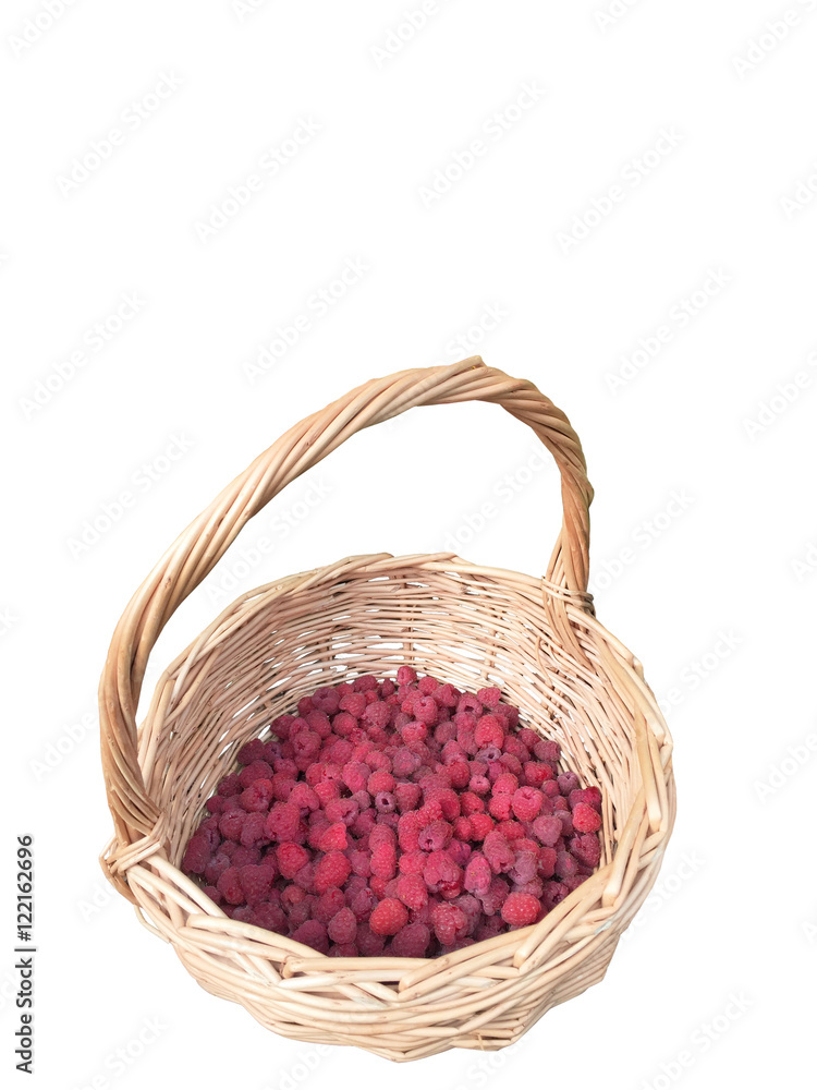raspberry in basket isolated on white background raspberry in basket isolated on white background