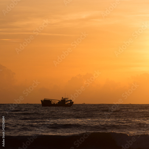 landscape of sea, nautical fishing boat in sea © sutichak