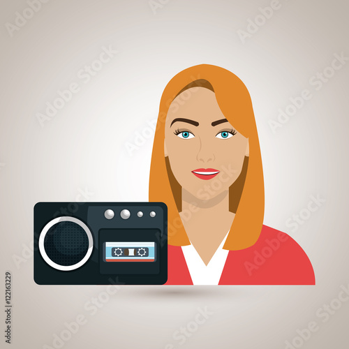 woman voice recorder news vector illustration eps 10