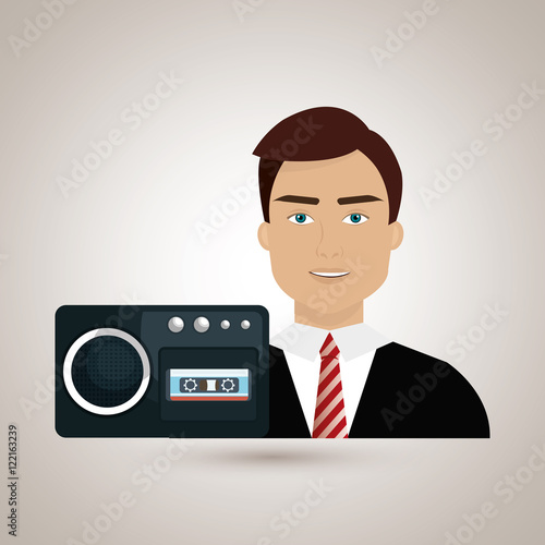man voice recorder news vector illustration eps 10