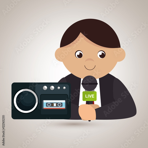 man voice recorder news vector illustration eps 10