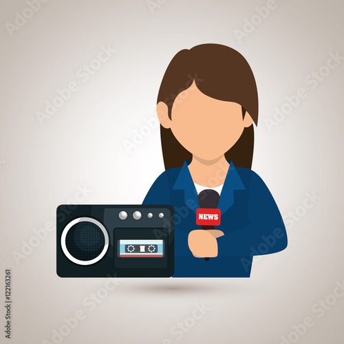 woman voice recorder news vector illustration eps 10