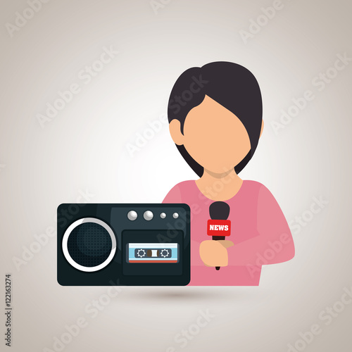 woman voice recorder news vector illustration eps 10