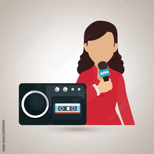 woman voice recorder news vector illustration eps 10